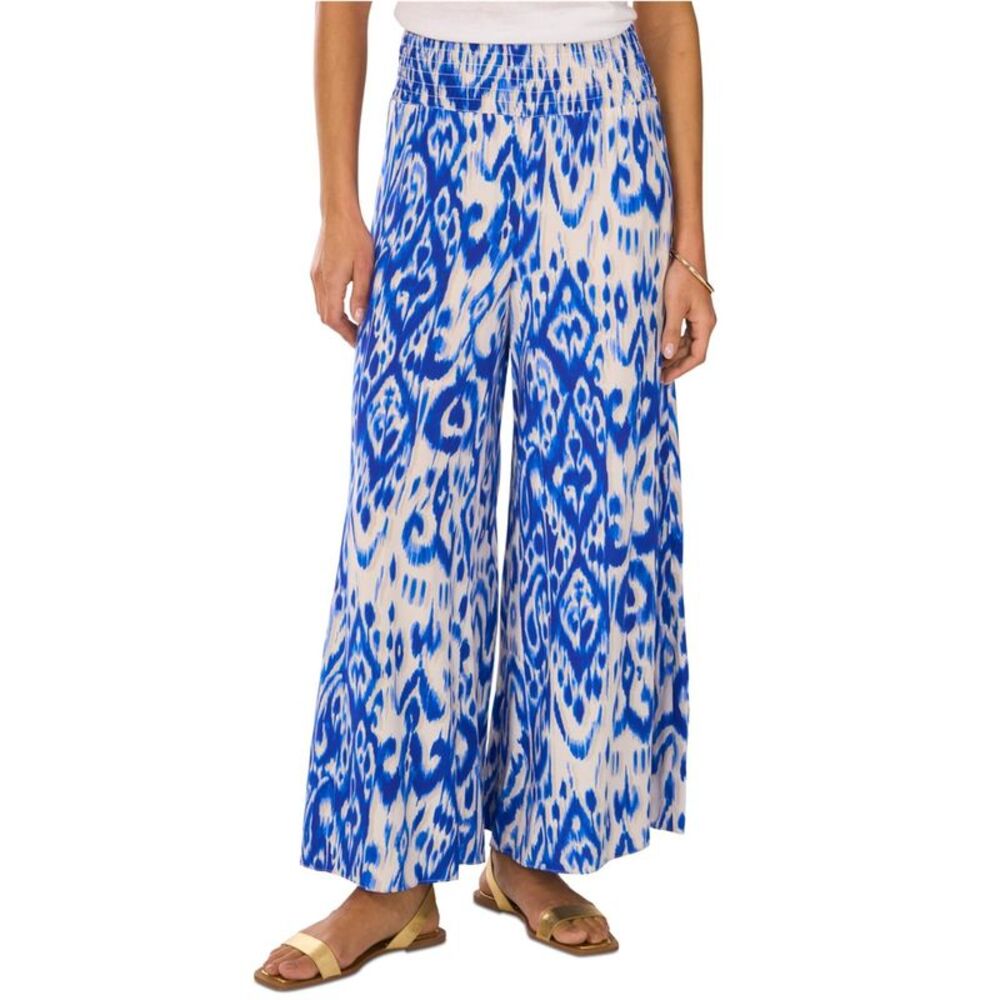 Vince Camuto Womens Ikat-Print Smocked-Waist Casual Lounge Pants, NWT
